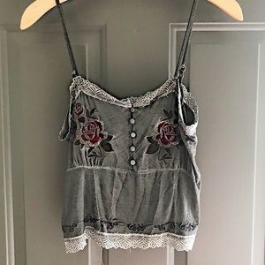 Gray Rose Crop Top